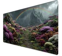 Tapis Souris XXL 90 x 30 cm, Tapis de Souris Arc-en-Ciel sous Main Bureau Fleurs Mouse Pad avec 3MM Bords Cousus, Imperméable Base en Caoutchouc Antidérapant Surface Accessoire Bureau -yym250969