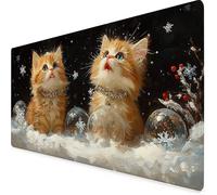 Tapis Souris XXL 90 x 30 cm, Tapis de Souris Jaune sous Main Bureau Chat Mouse Pad avec 3MM Bords Cousus, Imperméable Base en Caoutchouc Antidérapant Surface Accessoire Bureau pour Gaming -yym2509GF