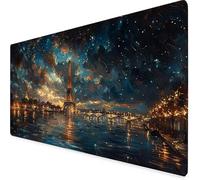 Tapis Souris XXL 90 x 30 cm, Tapis de Souris Noir Sous Main Bureau Tour Eiffel Mouse Pad avec 3MM Bords Cousus, Imperméable Base en Caoutchouc Antidérapant Surface Accessoire Bureau, Gaming -yym2509HZ