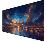 Tapis Souris XXL 90 x 40 cm, Tapis de Souris Noir Sous Main Bureau Tour Eiffel Mouse Pad avec 3MM Bords Cousus, Imperméable Base en Caoutchouc Antidérapant Surface Accessoire Bureau, Gaming -yym250992