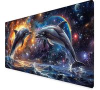 Tapis Souris XXL 900 x 300 mm, Tapis de Souris Bleu sous Main Bureau Dauphin Mouse Pad avec 3MM Bords Cousus, Imperméable Base en Caoutchouc Antidérapant Surface Accessoire Bureau, Gaming -yym2509MY