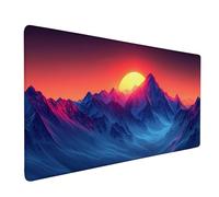 Tapis Souris XXL 900 x 400mm, Tapis de Souris Coucher De Soleil Sous Main Bureau Rouge Mouse Pad avec 3MM Bords Cousus, Imperméable Base en Caoutchouc Antidérapant Surface Accessoire Bureau -bby2509TA
