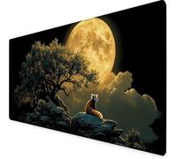 Tapis Souris XXL 900 x 400mm, Tapis de Souris Noir sous Main Bureau Lune Mouse Pad avec 3MM Bords Cousus, Imperméable Base en Caoutchouc Antidérapant Surface Accessoire Bureau pour Gaming -yym2509GF