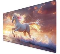 Tapis Souris XXL 90x40cm, Tapis de Souris Blanc sous Main Bureau Licorne Mouse Pad avec 3MM Bords Cousus, Imperméable Base en Caoutchouc Antidérapant Surface Accessoire Bureau pour Gaming -yym2509S5