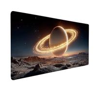 Tapis Souris XXL 90x40cm, Tapis de Souris PlanèTe sous Main Bureau Jaune Mouse Pad avec 3MM Bords Cousus, Imperméable Base en Caoutchouc Antidérapant Surface Accessoire Bureau pour Gaming -bby2509MN