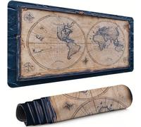 Tapis Souris XXL Gaming 1400x600x3mm,Rétro Précision Compatible Toutes Souris, Antidérapant Matériau Caoutchouc Bordure Couture Tapis de Bureau Résistante à l'usure Carte du Monde Femme Homme xg-317