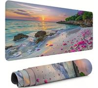 Tapis Souris XXL Vue sur la mer 1400x600x3mm Antidérapant Rubber Base Tapis Souris Gamer Pétale Précision Compatible Toutes Mouse, Imperméable Protege Bureau pour Home Bureau Travail Gaming xg-644