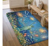 Tapis statue de zone, feux d'artifice patriotiques festifs, drapeaux américains, jour de l'indépendance, tapis rectangulaire à poils courts bleu, tapis rectangulaire qui ne perd pas ses poils, entrée