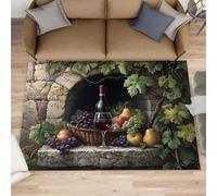 Tapis Still Life rétro classique pour chambre à coucher, antidérapant, lavable, à poils courts pour salon, bordeaux, 160 x 230 cm