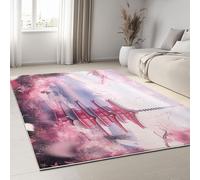 Tapis Style Japonais Architecture De Pagode Imprimé, Rose Clair 3D Tapis Moderne antidérapant pour Enfant Chambre Bébé Fille Garçon et Salon, Grand Tapis 60 x 110 cm décoration d'intérieur