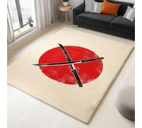 Tapis Style Japonais Sabre De Samouraï Soleil Rouge, Soft-Touch Entretien Facile Antidérapant pour Salon Chambre à Coucher Enfant Tapis vestiaire Chambre décor - Beige Dimension: 80 x 150 cm