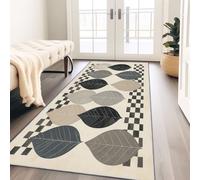 Tapis Style Moderne des Feuilles avec Dos Antidérapant 60x240 cm Tapis Imprimé pour Entrée, Couloir et Corridor,à Poils Courts, Doux, Lavable, Light Style Tapis Décoratif Bleu Marine