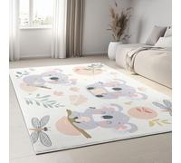 Tapis Super Doux à Poils Courts Crème, 120 x 170 cm Tapis De Salon Lavable en Machine, Paillasson Antidérapant pour la Décoration Intérieure - Motif Dessin Animé Animaux Mignon Koalas