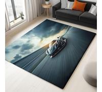 Tapis Super Doux à Poils Courts, Gris Anthracite, 180 x 240 cm, Tapis De Salon Lavable en Machine, Paillasson Antidérapant pour la décoration intérieure, Motif Sens du Cinéma Voiture De Sport Cool