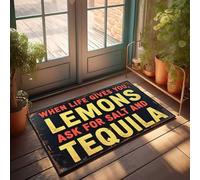 Tapis superposé pour porche avant lorsque la vie vous donne des citrons, demandez du sel et de la tequila Paillasson pour décoration de maison de camping-car (40 x 60 cm)