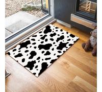 Tapis Taches De Vache Simples Noir Blanc, 90X150Cm Tapis Texture Animale Classique Paillasson Piège Visuel Amusant Antidérapant Lavable Paillasson D'Entrée Intérieur Extérieur Pour Salle Bain