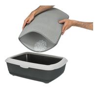 Tapis tamis pour bac à litière 40 × 55 cm noir ou gris pour chat