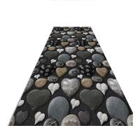 Tapis Tapis De Couloir Doux Simple Moderne Noir & Gris Motif Pierre Tapis Antidérapants, Couloir Entrée Tapis Chemin - 80/100/120cm Largeur, 120X300cm