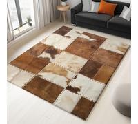 Tapis Tapis Patchwork en Peau de Vache Ado Garcon Enfant Adulte,Tapis Jaune foncé De Salon Bain Home Antiderapant 3D Décoration Tapis Poil Ras Flanelle Tout Doux 180 x 250 cm