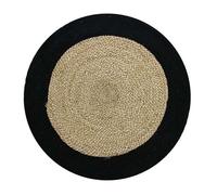 Tapis - THE DECO FACTORY - FUNNY JUTE ROND BANDE - Ø70 cm - 50% coton/50% jute - bande noire