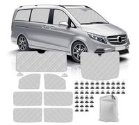 Tapis Thermique Voiture Remplacement pour Mercedes-Benz VITO W447 / Viano 2014-2022 LWB, Ensemble de 10 Pièces avec 45 Ventouses, Protection Solaire Pare-Brise, Ensemble de Pare-Soleil Pliable