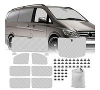 Tapis Thermique Voiture Remplacement pour Mercedes-Benz VITO W447 / Viano 2014-2022 SWB, Ensemble de 10 Pièces avec 45 Ventouses, Protection Solaire Pare-Brise, Ensemble de Pare-Soleil Pliable