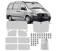 Tapis Thermique Voiture Remplacement pour Mercedes-Benz VITO W639 / Viano 2003-2014 LWB, Ensemble de 10 Pièces avec 45 Ventouses, Protection Solaire Pare-Brise, Ensemble de Pare-Soleil Pliable