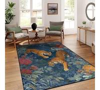Tapis Tigre Vintage Tapis De Zone Boho Lavable Antidérapant Imprimé Animal À Motifs Pour Salon Chambre Cuisine Bureau Entrée Salle De Bain Couloir Jungle Imprimés Animaux (COULEUR 3,120x160cm)