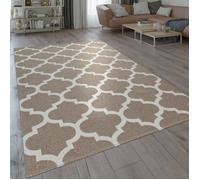 Paco Home Tapis Tissage À Plat Moderne Motif Tissé Orient Design Marocain en Beige, Dimension:80x150 cm