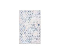 Tapis Tissé Imprimé Vintage "Peron IV" Blanc & Bleu 80 x 150 cm
