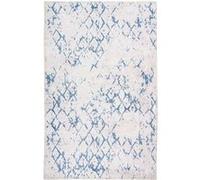 Tapis Tissé Imprimé Vintage Peron IV Blanc & Bleu 80 x 150 cm Blanc