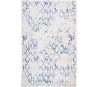 Tapis Tissé Imprimé Vintage Peron IV Blanc & Bleu 80 x 150 cm Blanc
