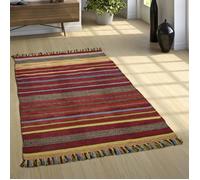 Paco Home Tapis De Créateur Tapis Tissé Kilim Tissé Main 100% Coton Moderne Rayé Coloré, Dimension:80x150 cm