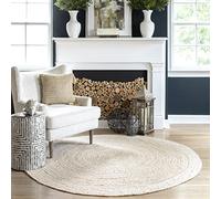 Tapis tissé Maui tressé à la Main, Jute, Blanc, 4' Round