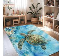 Tapis tortue - Tapis rectangulaire pour intérieur - Bleu corail - Antidérapant - Ne perd pas ses poils - Pour salon, chambre à coucher, couloir, bureau, 1,2 x 1,8 m