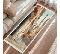 Tapis Tour Eiffel, Tapis Entree Rue Romantique Fleur Ville Européenne, Rugs 50x80cm pour Chambre Passage Sortie Carpet Poils Ras Antidérapant Lavable en Machine