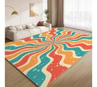 Tapis Tourbillons Ondulés Colorés, Tapis Rétro Années 60-70 Lavables pour Salon Chambre à Coucher Doux Antidérapant pour Salle à Manger Bureau Crèche Salle de Jeux Décoration 120x180cm