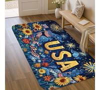 Tapis tournesol - Motif feux d'artifice patriotiques festifs - Drapeau de l'Amérique - Jour de l'indépendance - Tapis rectangulaire pour salle de bain, buanderie, cuisine, entrée - 0,9 x 1,5 m