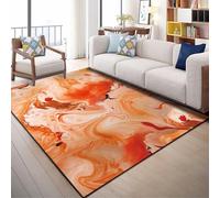 Tapis Tout Doux Tapis Salon Poil Court Tapis À Poils Courts Pour Salon Et Chambre À Coucher À Motif De Tourbillon Abstrait Antidérapant Et Résistant Aux Taches 130X190Cm Couleur Orange Tapis Bureau So
