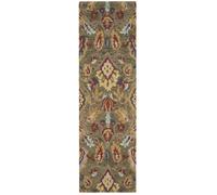Tapis Traditionnel en Laine Vert/Multicolore 69 x 183 cm