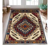 Tapis tribal rustique en forme de tête de flèche, sans rouge, dos antidérapant, tapis rectangulaire pour salle de bain, buanderie, cuisine, entrée, décoration 0,9 x 1,5 m