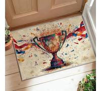 Tapis trophée avec rubans à confettis festifs, dorés, envers antidérapant, tapis rectangulaire qui ne perd pas ses poils pour entrée, salle de bain, buanderie, 61 x 0,9 m