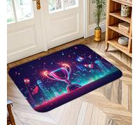 Tapis trophée, confettis festifs, paysage urbain, célébration, violet, tapis de porte à poils courts en éponge, tapis de porte, tapis de porte, décoration de 60 x 0,9 m