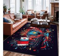 Tapis trophée, drapeaux festifs, feux d'artifice, fête du Canada, envers antidérapant rouge, tapis de sol rectangulaire pour salon, chambre à coucher, sous le lit, décoration d'appartement, 1,8 x 2,7