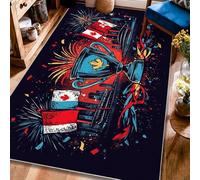 Tapis trophée, drapeaux festifs, feux d'artifice, fête du Canada, tapis rectangulaire doux et résistant aux taches pour salon, chambre à coucher, salle à manger, bureau, décoration de bureau, 1,2 x