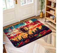 Tapis trophée - Tapis rectangulaire à poils courts en éponge - Ne perd pas ses poils - Pour salle de bain, porte, entrée, chevet - Rouge - 0,6 x 0,9 m
