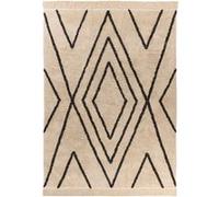 Tapis Tufté à la Main Ethnique Mylen V Beige & Noir 80 x 150 cm