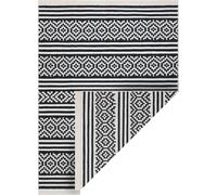 Tapis TWIN 22996 géométrique, rayures coton, double face, frange éco - noir / crème Noir 180x270 cm
