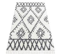 Tapis UNION 3481 Zigzag crème et gris Franges berbère marocain shaggy 120x170 cm