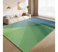 Tapis Vert Bleu Ombré, Tapis Texture des Rayures Géométriques Lavable pour Salon Doux Antidérapant Facile à Nettoyer pour Chambre à Coucher Crèche Étude Salle de Classe Bureau 160x200cm